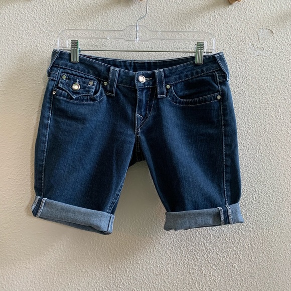 True Religion Disco J Cutoff jean shorts womens 28 - Picture 1 of 6